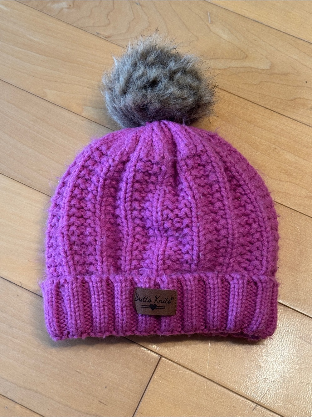 Infant Toddler Pink Pom Knit Beanie